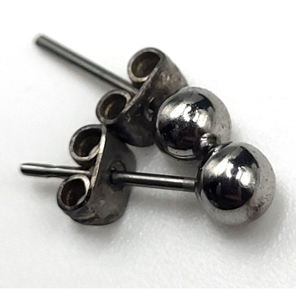 Vintage 90s Minimalist Sterling Silver Ball Stud Earrings 5mm